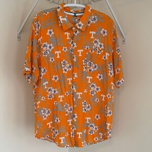 University of Tennessee Orange Floral Men's Hawaiian Button Down Shirt XL Large